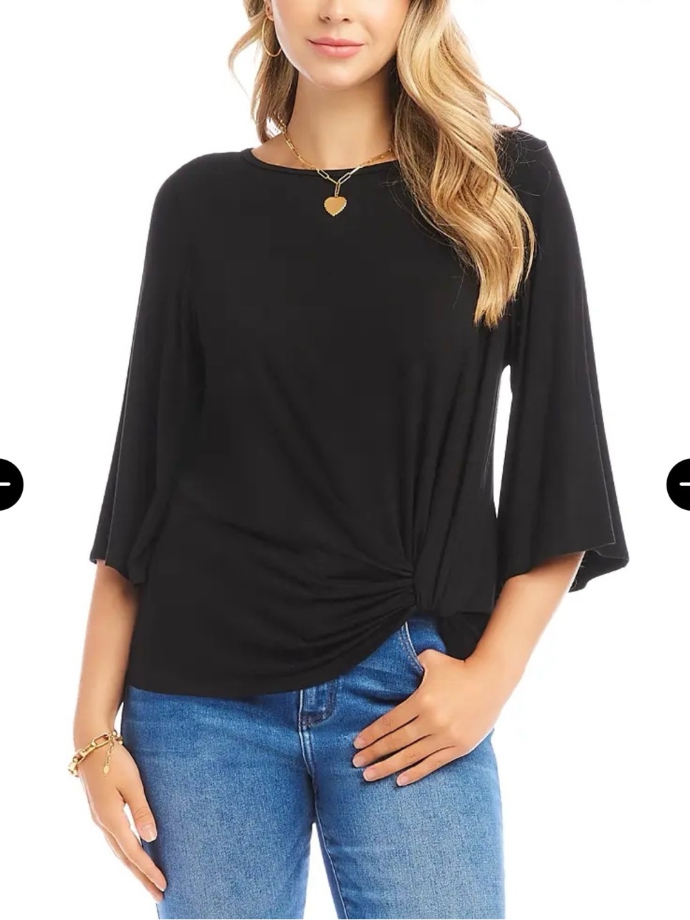 Karen Kane Women's Knot-Front Twisted Top Navy Blue